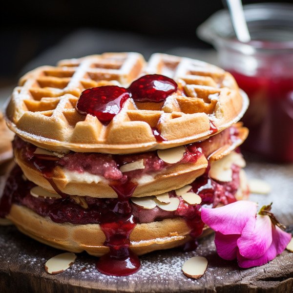 Almond Butter and Jelly Waffle Sandwich