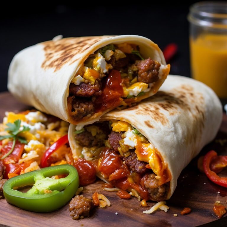 Breakfast Burrito with Sausage and Peppers
