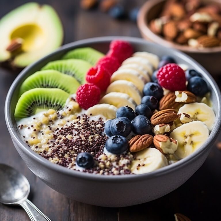Quinoa Breakfast Bowl with Nuts and Fruit