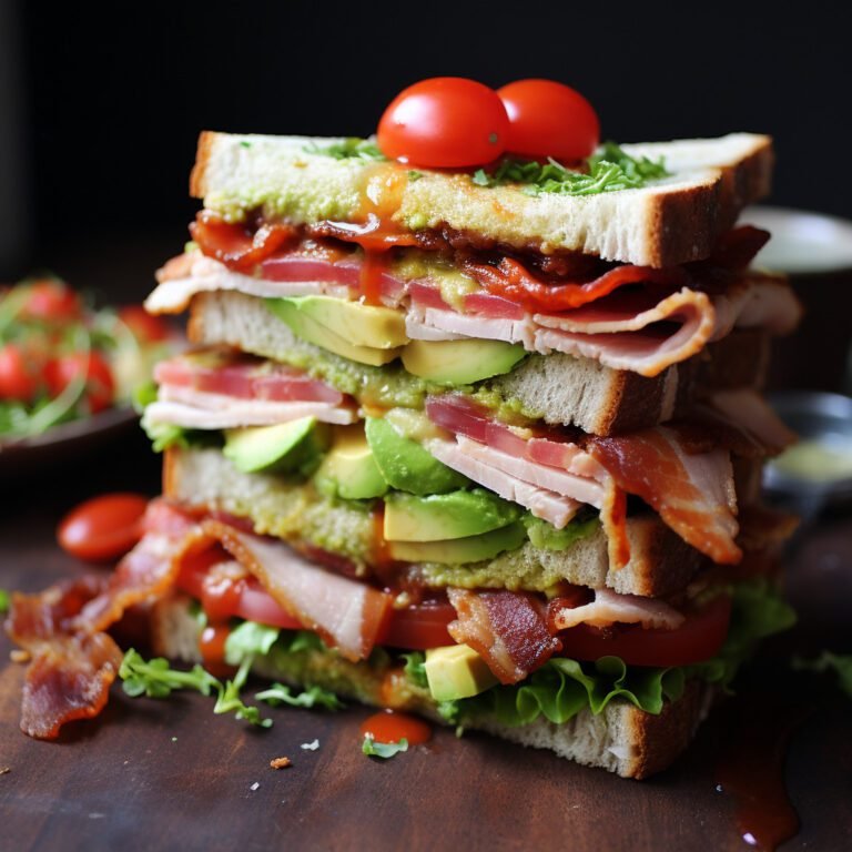 A Clubhouse Sandwich Recipe with Turkey, Bacon, Avocado and Tomato