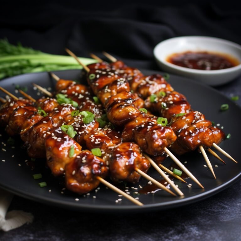 Glazed Chicken Skewers with Gochujang Sauce