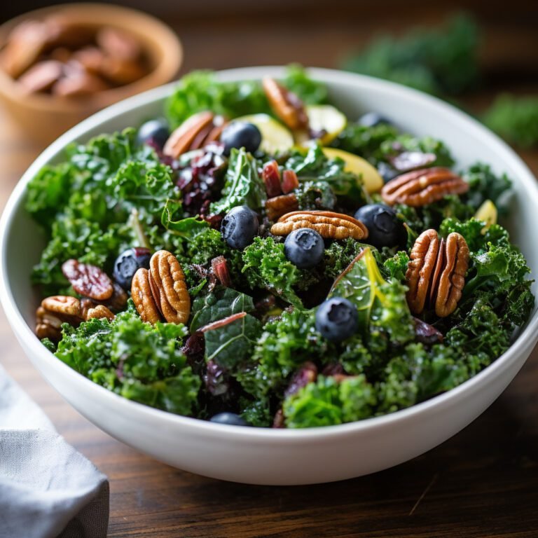 Kale Salad with Blueberries and Pecans