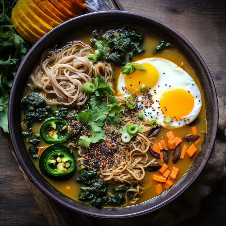 Mexican-Inspired Ramen with Roasted Poblanos and Pumpkin