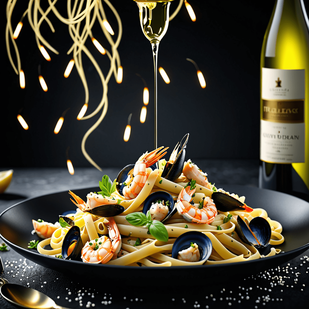Indulge in a Delectable Seafood Pasta Dish with White Wine Sauce