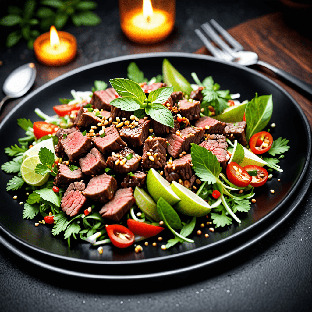 Thai Spicy Beef Salad with Cilantro and Mint