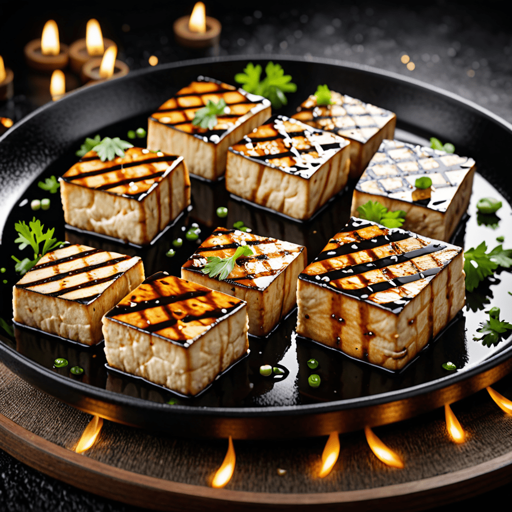 Tofu dengaku: grilled tofu with a savory miso glaze