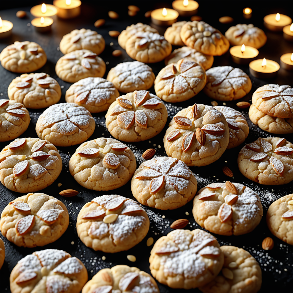 Traditional Greek Kourabiedes Almond Cookies