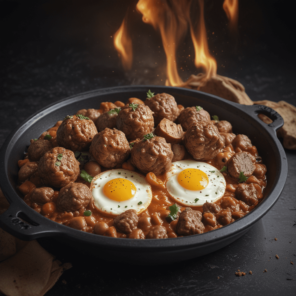 Authentic Moroccan Kefta Tagine with Spiced Meatballs and Eggs