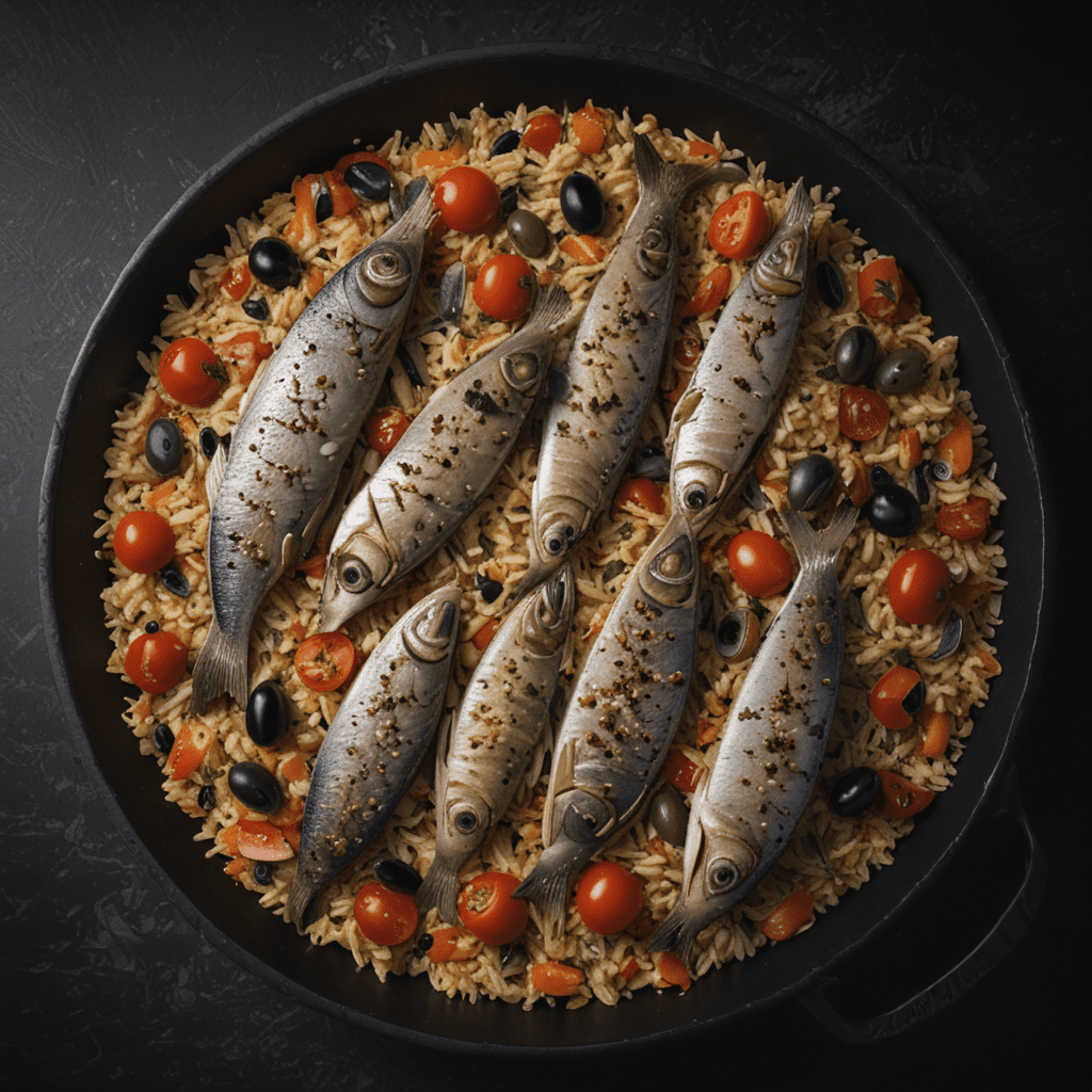 Classic Moroccan Sardine Pilaf with Tomatoes and Olives