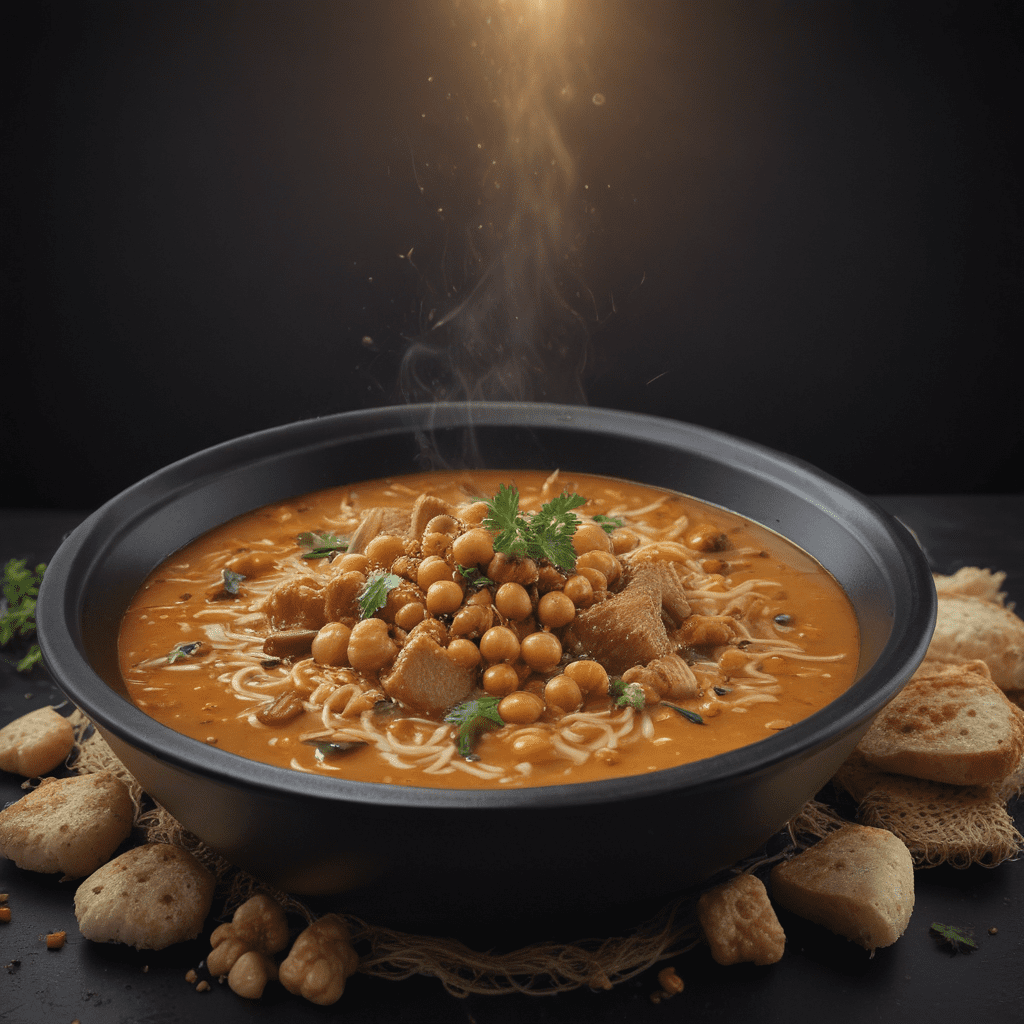 Delicious Moroccan Harira Soup with Vermicelli and Chickpeas