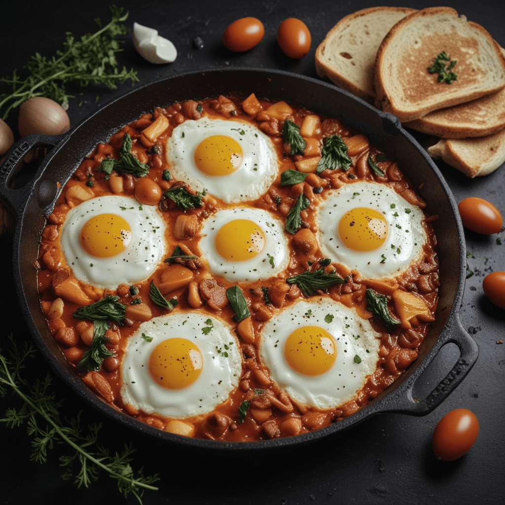 Delicious Moroccan Shakshuka with Poached Eggs in Spicy Tomato Sauce