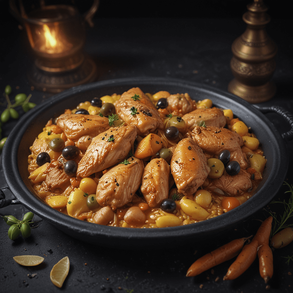 Authentic Moroccan Saffron Chicken Tagine with Olives