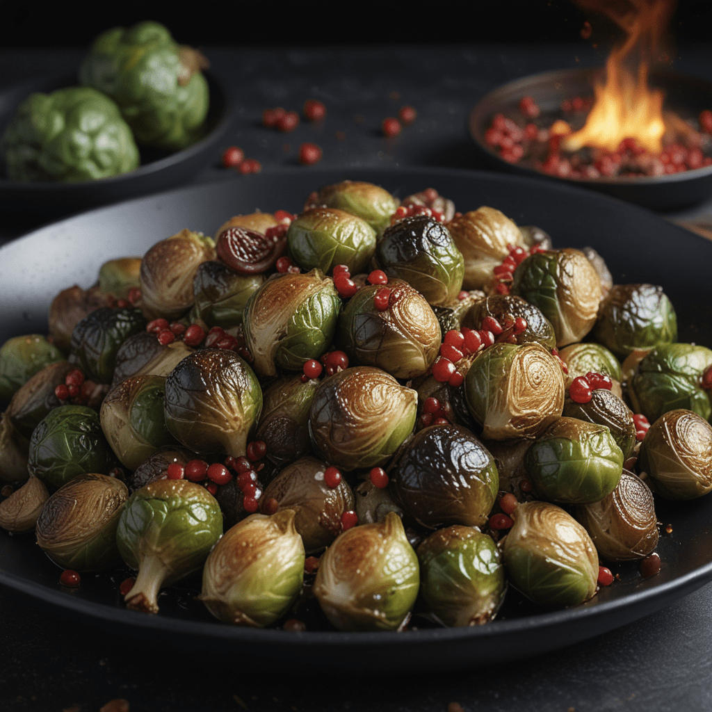 Moroccan Spiced Roasted Brussels Sprouts with Pomegranate Molasses