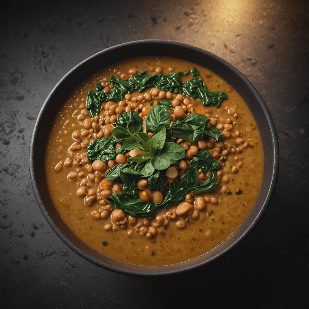 Spiced Moroccan Lentil Soup with Spinach and Cumin