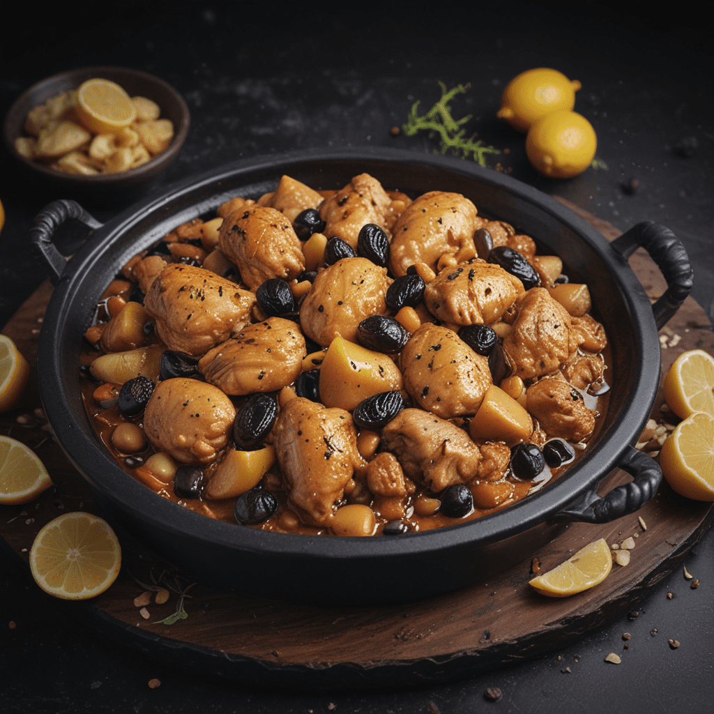 Delicious Moroccan Chicken Tagine with Prunes, Almonds, and Preserved Lemons