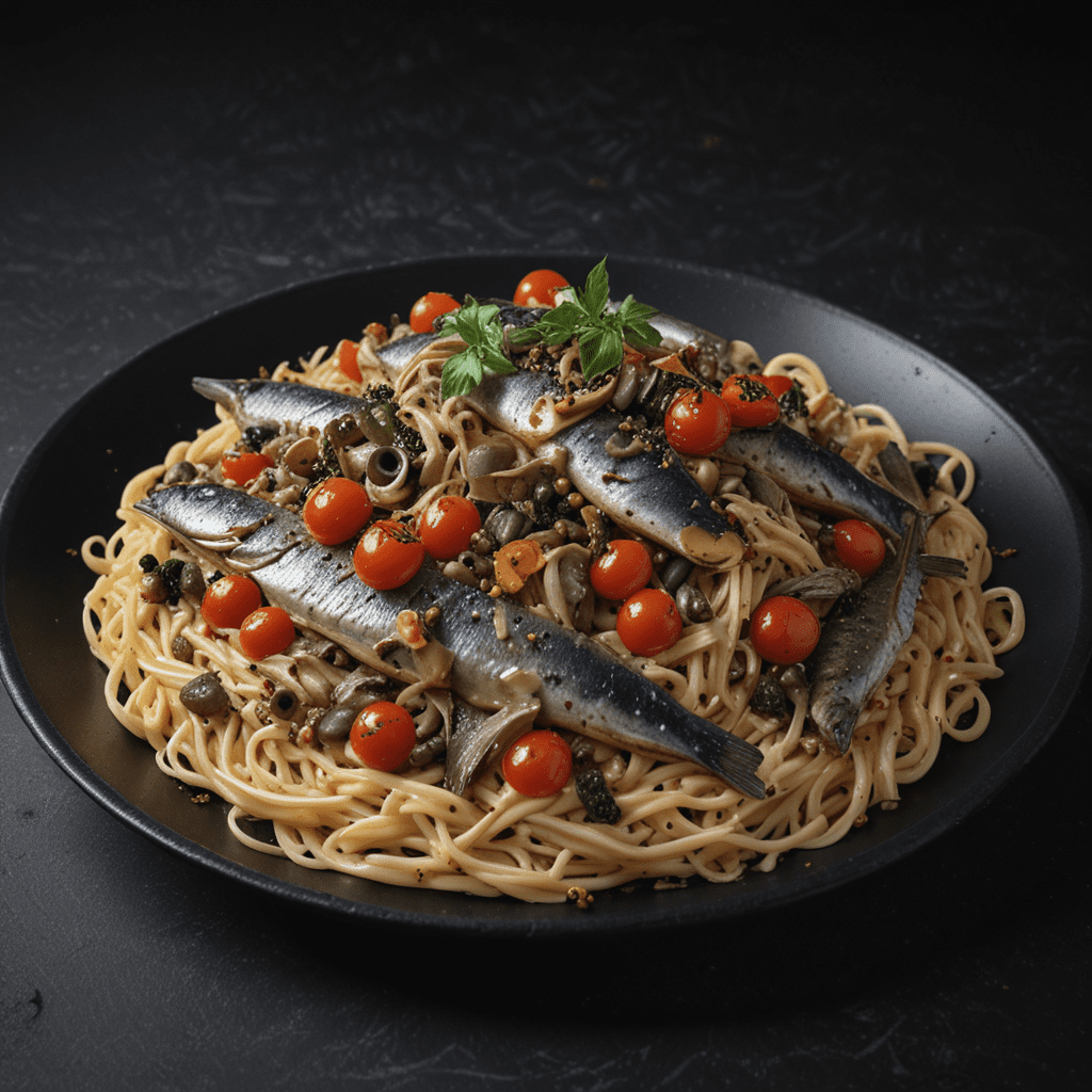 Classic Moroccan Sardine Pasta with Tomatoes and Capers