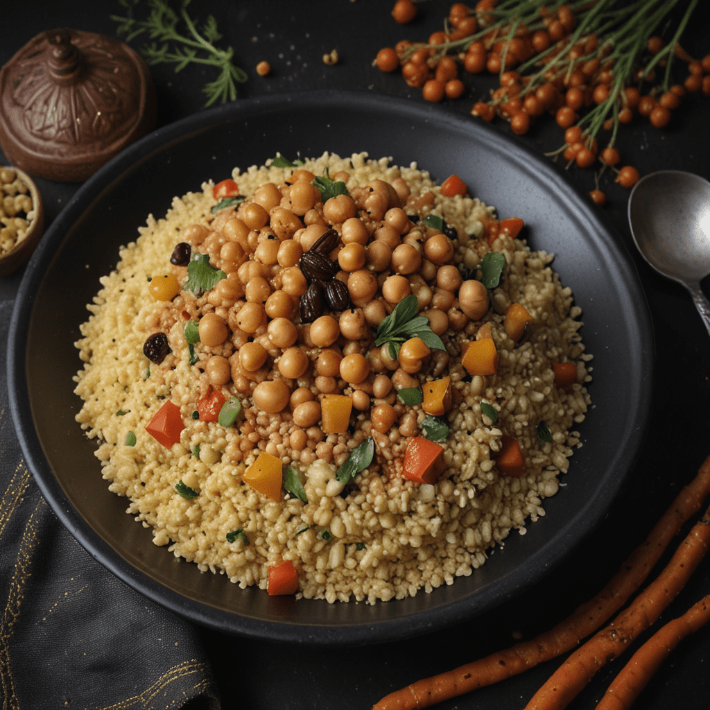 Fragrant Moroccan Seven Vegetable Couscous with Chickpeas, Raisins, and Harissa