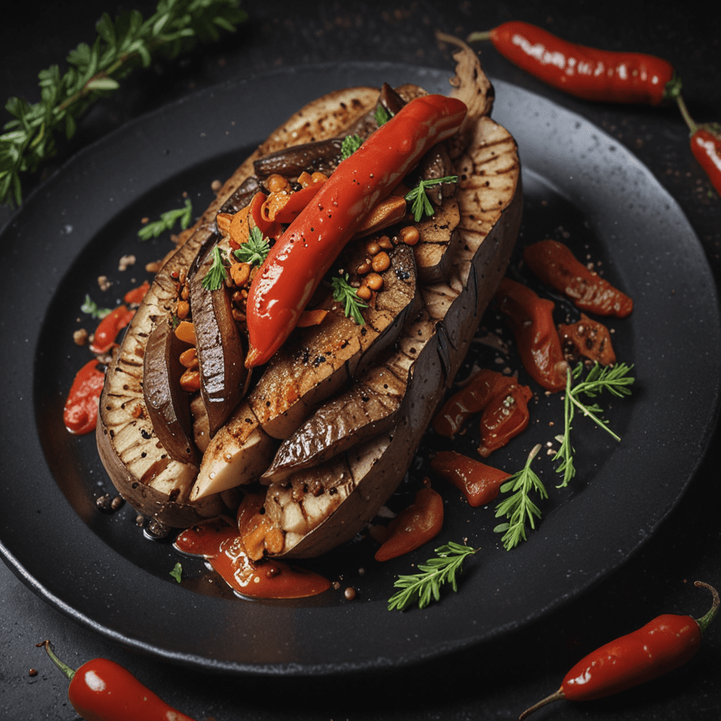 Classic Moroccan Eggplant Zaalouk with Roasted Red Peppers