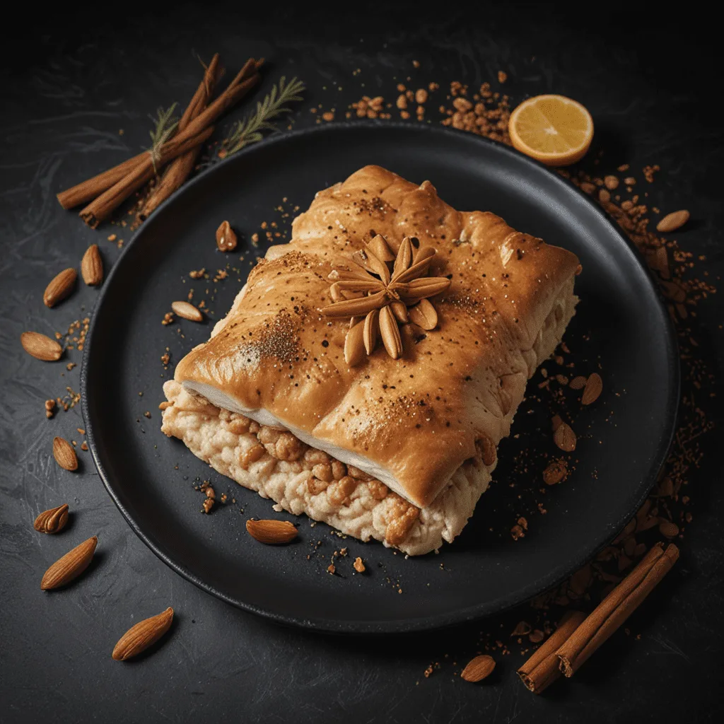 Traditional Moroccan Chicken Bastilla with Almonds and Cinnamon Sugar