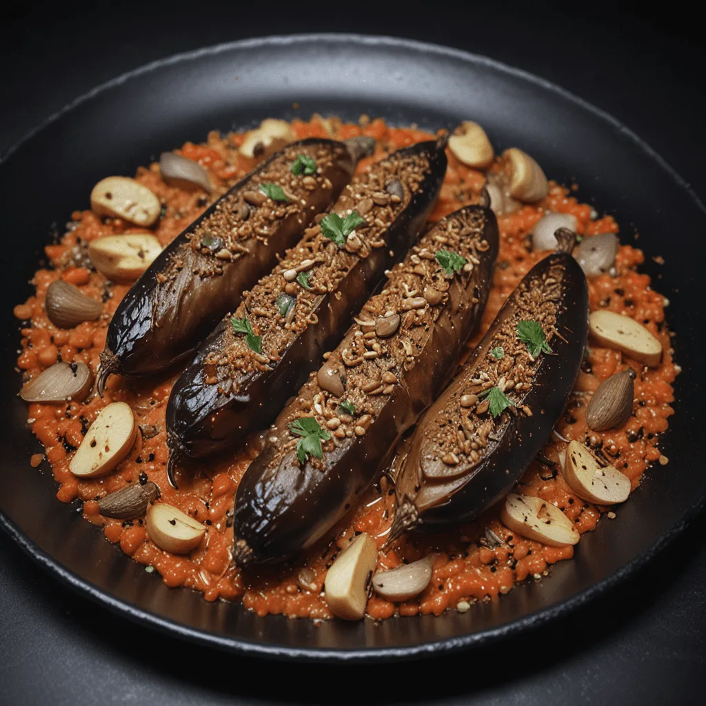 Classic Moroccan Eggplant Zaalouk with Roasted Garlic and Red Pepper Flakes